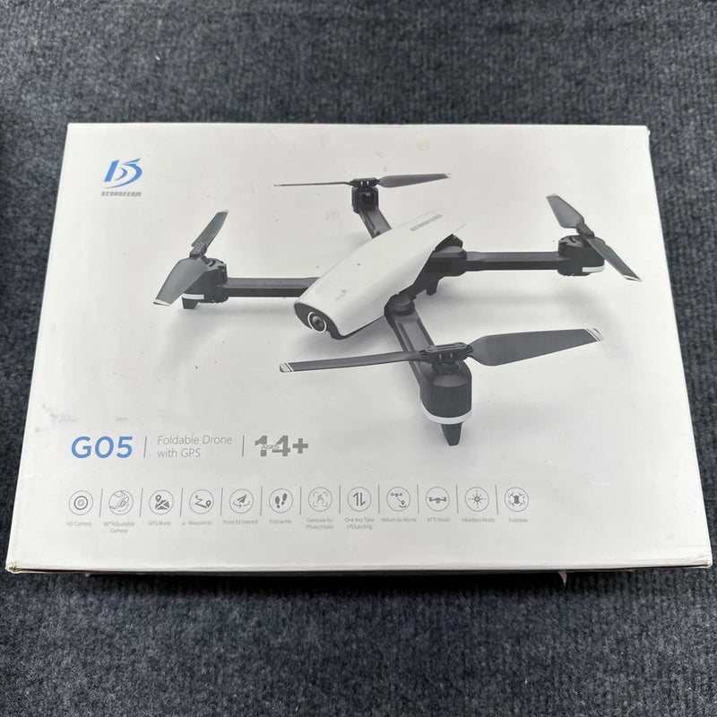 Foldable GPS drone with four propellers, white body