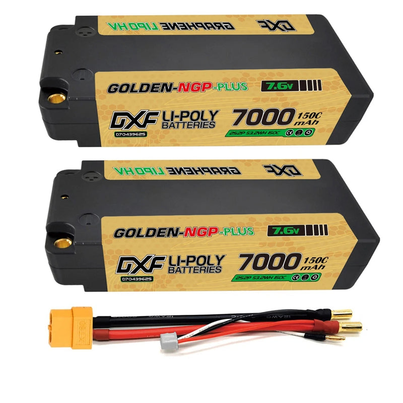 2x DXF 7000mAh 2S 7.6V 150C HV Golden NGP Plus MIDDLE Lipo Battery 5MM