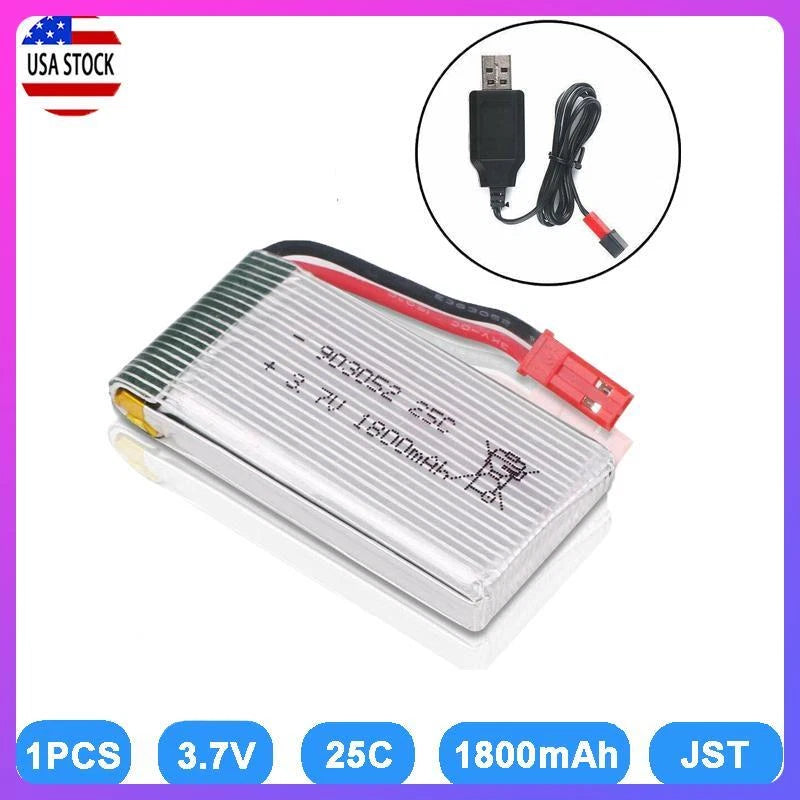 3.7V 1800mah 25C JST Plug Lipo Battery with USB Charger for RC Quadcopter Drone