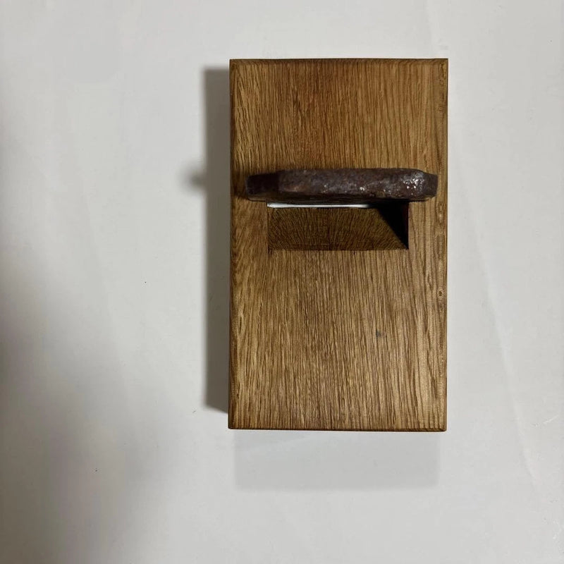 Wood hand plane tool with metal blade opening, compact bench tool