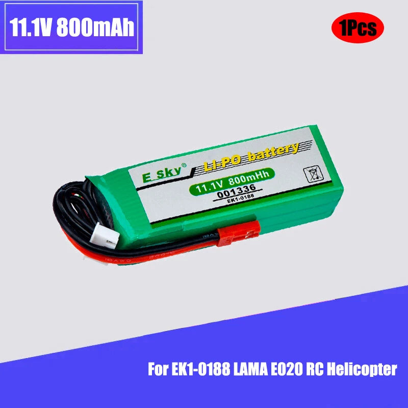11.1V 800mAh LiPo Battery for Esky EK1-0188 001336 Big LAMA E020/E515A Helicopte Battery