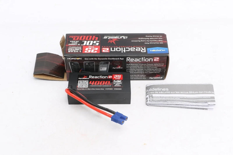 Dynamite Reaction 2.0 2S 50C Hard Case LiPo Battery w/EC3 (7.4V/4000mAh) Battery