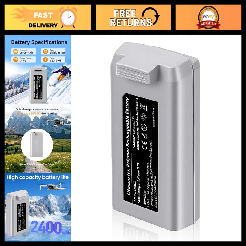 2400mAh Mini Drone Replacement Battery - 31 Min Flight Time, Compatible with Min Battery