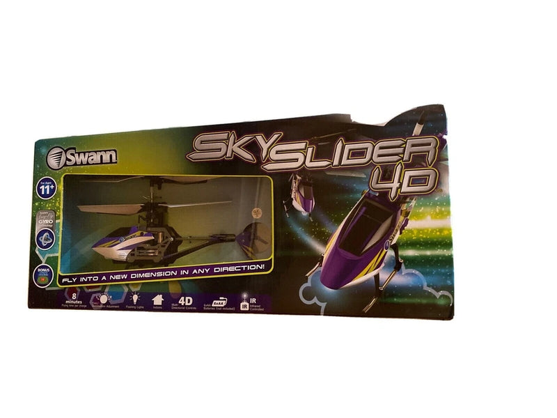 Swann RC Helicopter Purple Sky Slider 4D 4-Channel Gyro Indoor Tech Toy