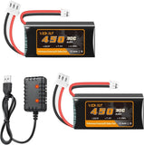 7.4V Lipo Battery 450mAh 2S 30C Rechargeable Lipo Battery with PH2.0 Plug SCX24 Battery
