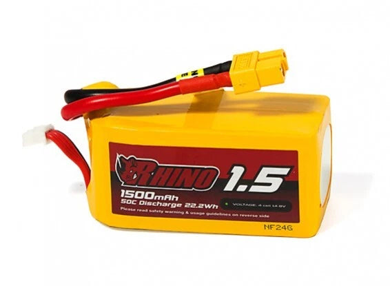 Rhino 1500mAh 4S 50C Lipo Battery Pack w/XT60