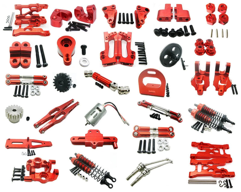 Arm/Shock Absorber/Motor Gears Metal Upparts for Wltoys 1/12 12429 RC Car Red