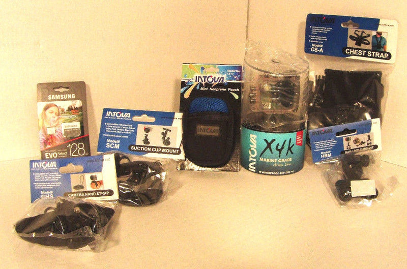 Intova X4K Marine Grade WiFi 4K HD Action Cam & 128GB SDXC/4x mounts/pouch LOOK!