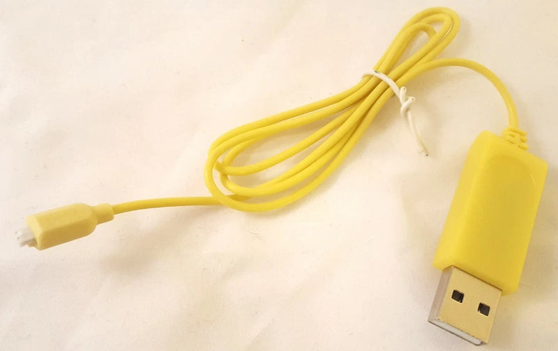 Yellow USB-A to 2-pin charging cable with molded connectors