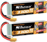 3S Lipo Battery XT60 11.1V 3300mAh 80C 2pcs for RC Truck Drone Boat 3S Battery Battery