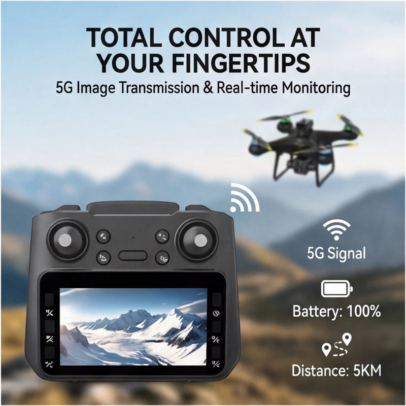 Dual Camera FPV Drone with 4.3'' Screen, Brushless Motor, Obstacle Avoidance
