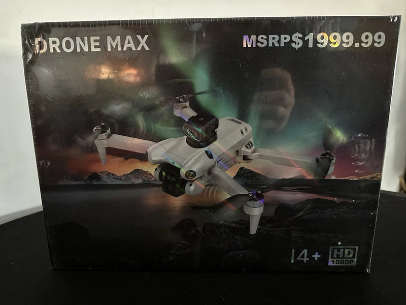 White quadcopter drone with HD 1080P camera and four propellers