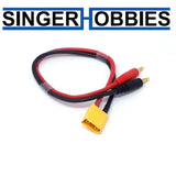 XT90 charge lead with red/black wires and banana plugs for HH battery, 12-inch cable