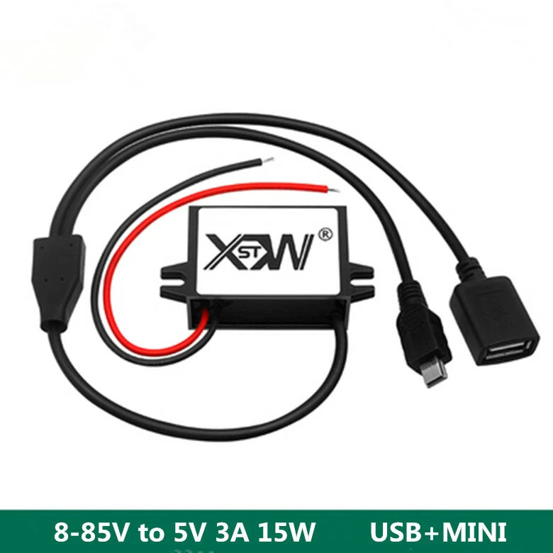 8-85V to 5V 3A 15W converter 12V~72V to 5V car phone USB+MINI charger