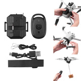 Universal drone air-drop thrower kit with black mount, remote, and cables