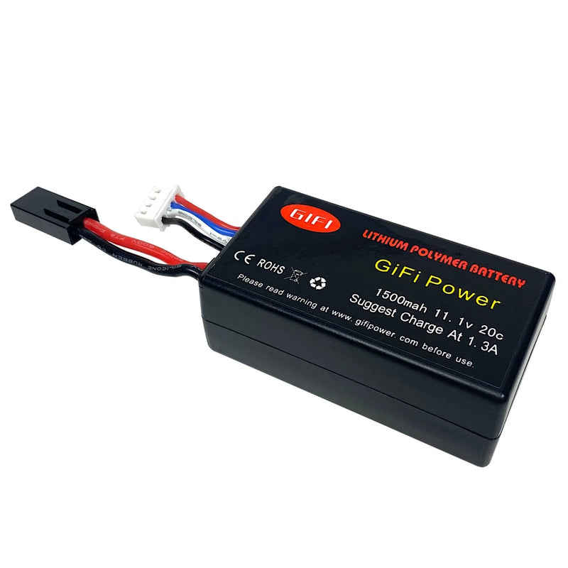 11.1V 20C LiPo battery pack with connector and red/blue wires, black label