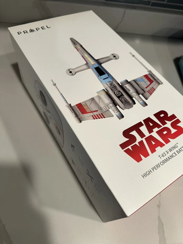 PROPEL Star Wars T-65 X-Wing battle drone quadcopter in retail box packaging