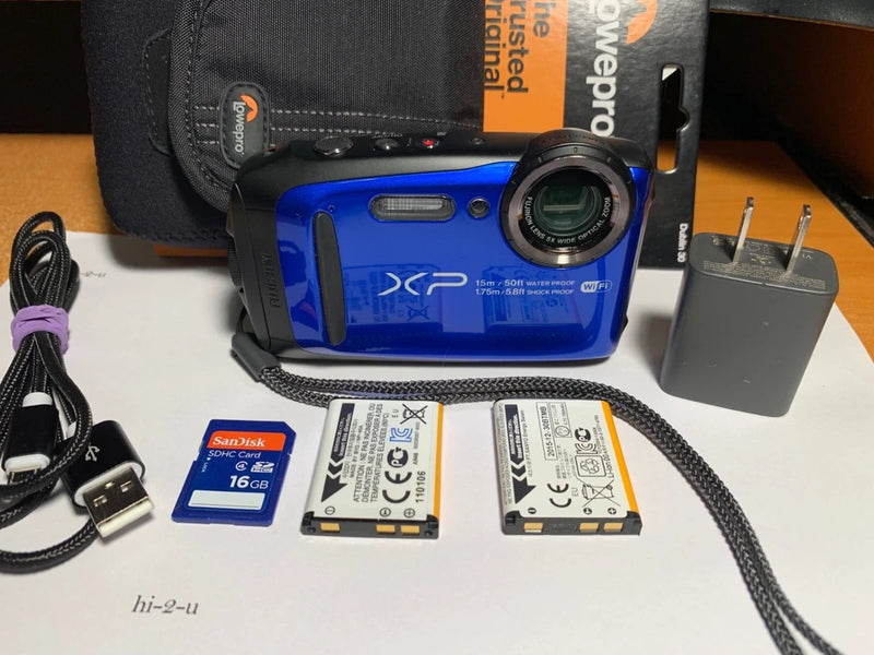 Fujifilm XP95 16.4 MP Blue Digital Camera + Includes All The Goodies (1982)