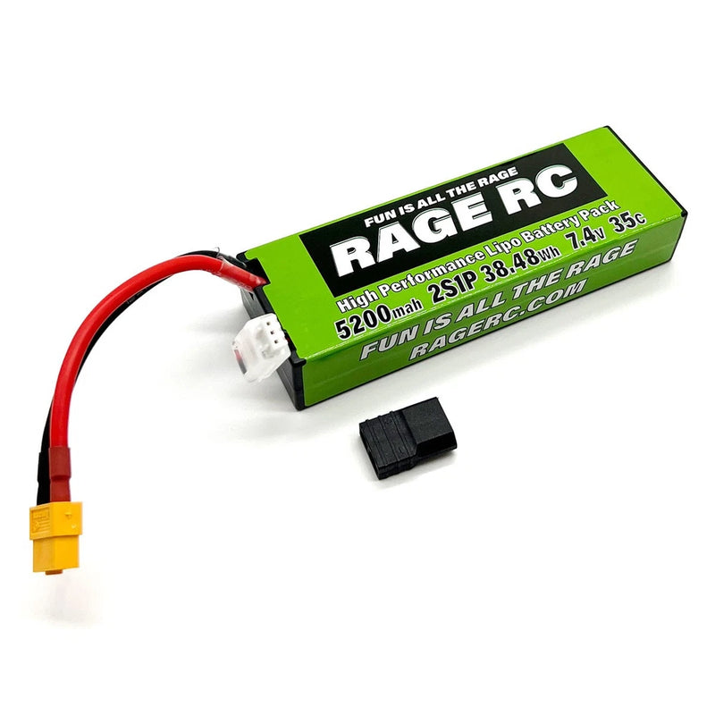 Rage R/C 5200mAh 2S 7.4V 35C Hard Case LiPo Battery XT60 TRX Adapt LP52002S35T Battery