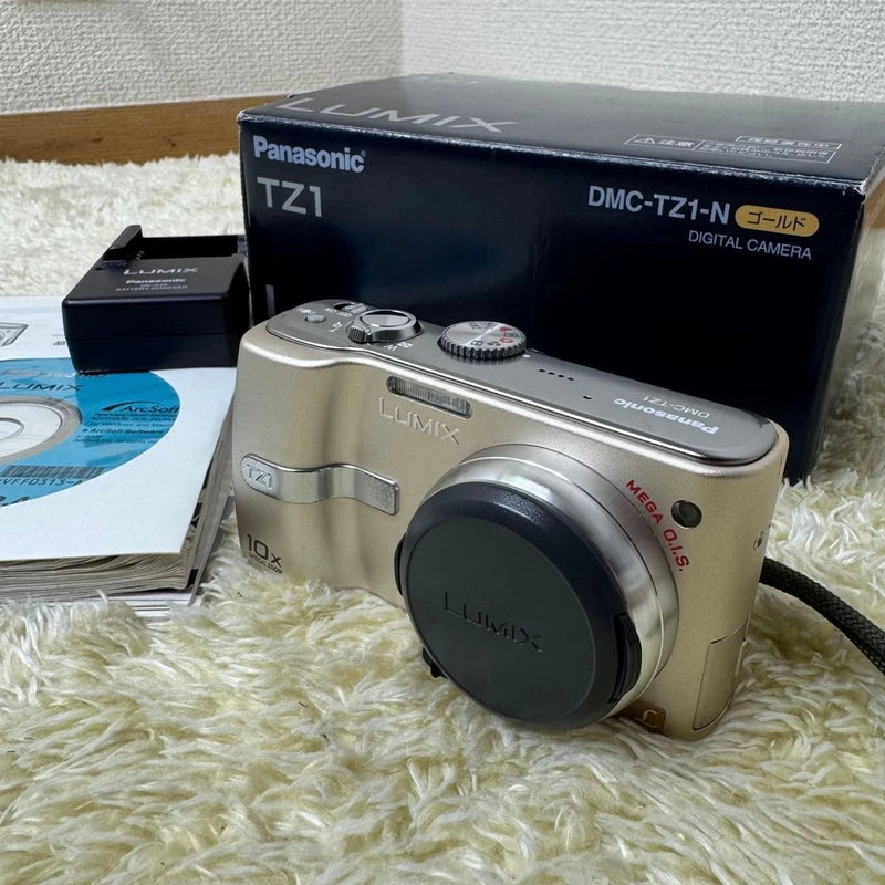 Panasonic Lumix DMC-TZ1 Compact Digital Camera Gold with Accessories From Japan