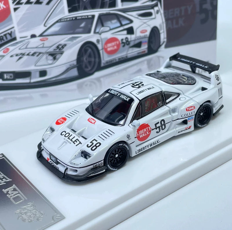 DK 1:64 HEC White F40 #58 Sports Open Model Diecast Display Car