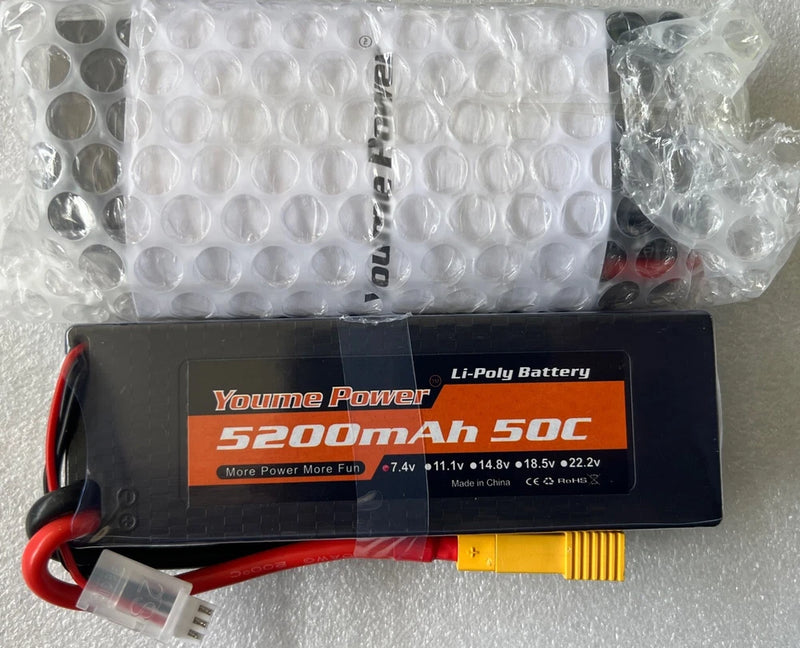 2pcs 7.4V 2S 5200mAh LiPo Battery 50C xt60-2 Hardcase for RC Car Truck Buggy Battery