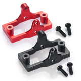 Aluminum servo mount bracket for RC crawler, black and red with mounting screws