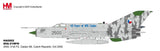 Gray and green camo MIG-21 model fighter jet with 2500 markings, side view
