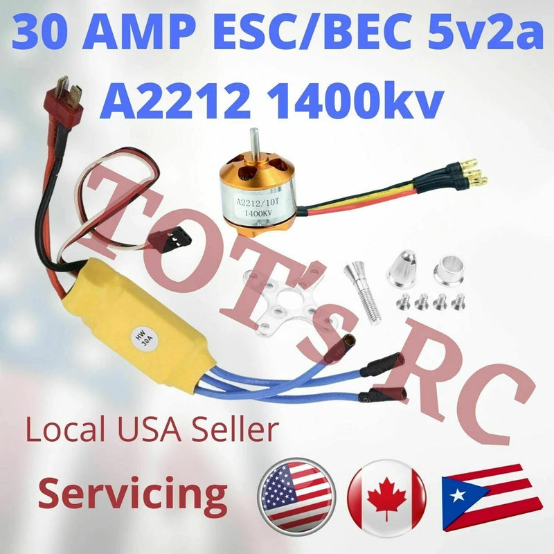 RC brushless motor with ESC and wiring harness, connectors, and mounting screws