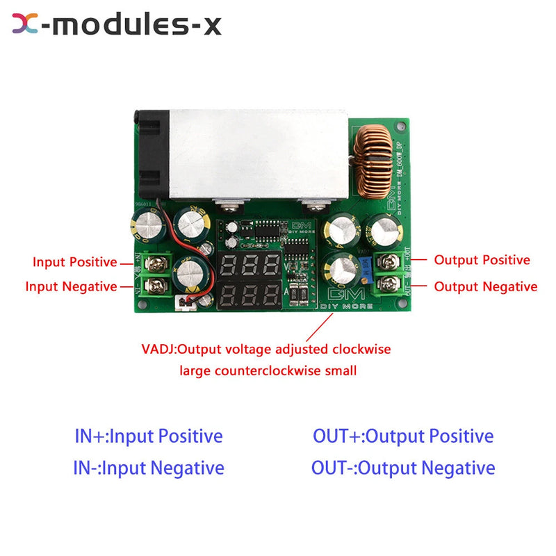 600W DC12-80V to DC2.5-50V 20A Adjustable Buck Step-Down Module With Display