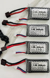 4X 850mAh 2s 7.4v Lipo T-Plug Batteries