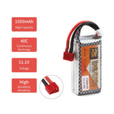 11.1V 1500mAh 3S LiPo Battery 40C T Plug for RC Car Airplane Helicopter Truck