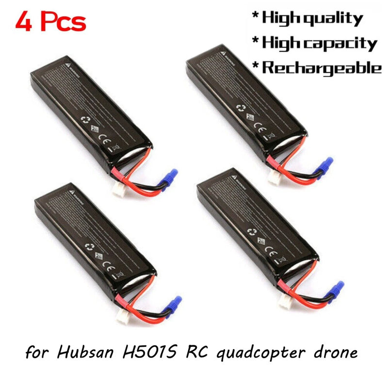 4Pcs 7.4V 2700mAh Lipo Rechargable Battery for Hubsan H501S RC Quadcopter Drone