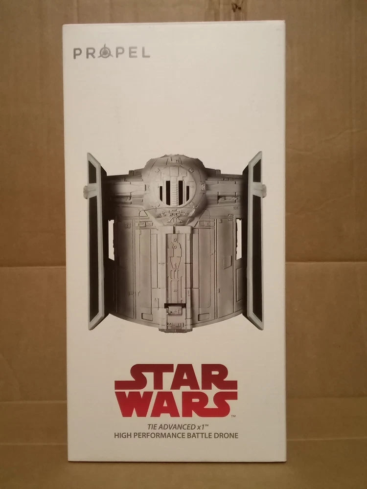 Propel Star Wars battle drone retail box with gray TIE Advanced X1 artwork and STAR WARS logo
