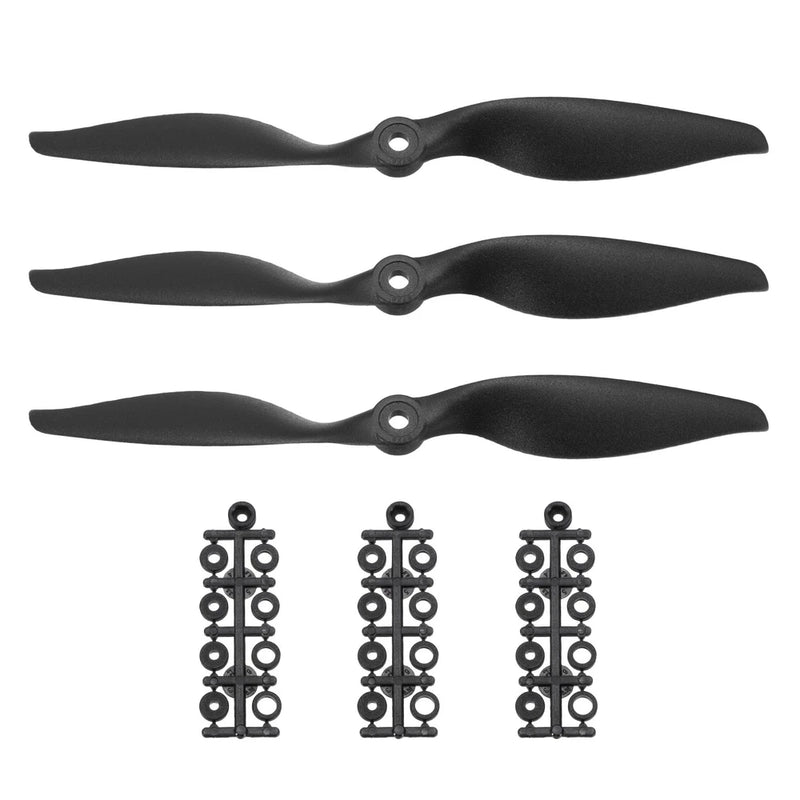 Black drone propeller set with 3 propellers and mounting rings