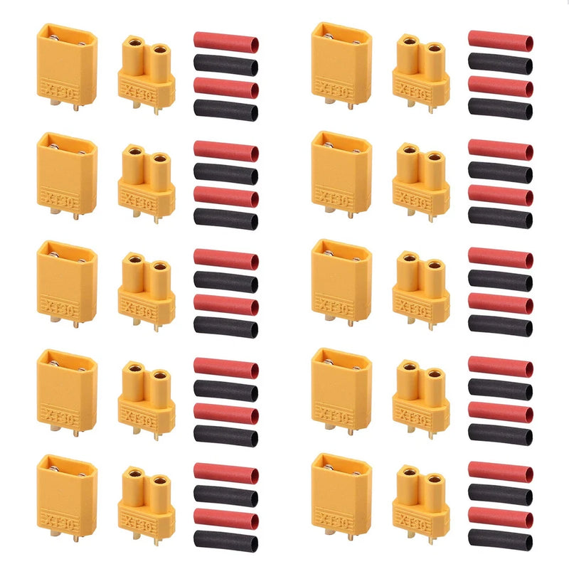 AUTOUTLET 20PCS 10Pairs XT30 Bullet Connectors Plugs Male & Female with Heat ... Battery
