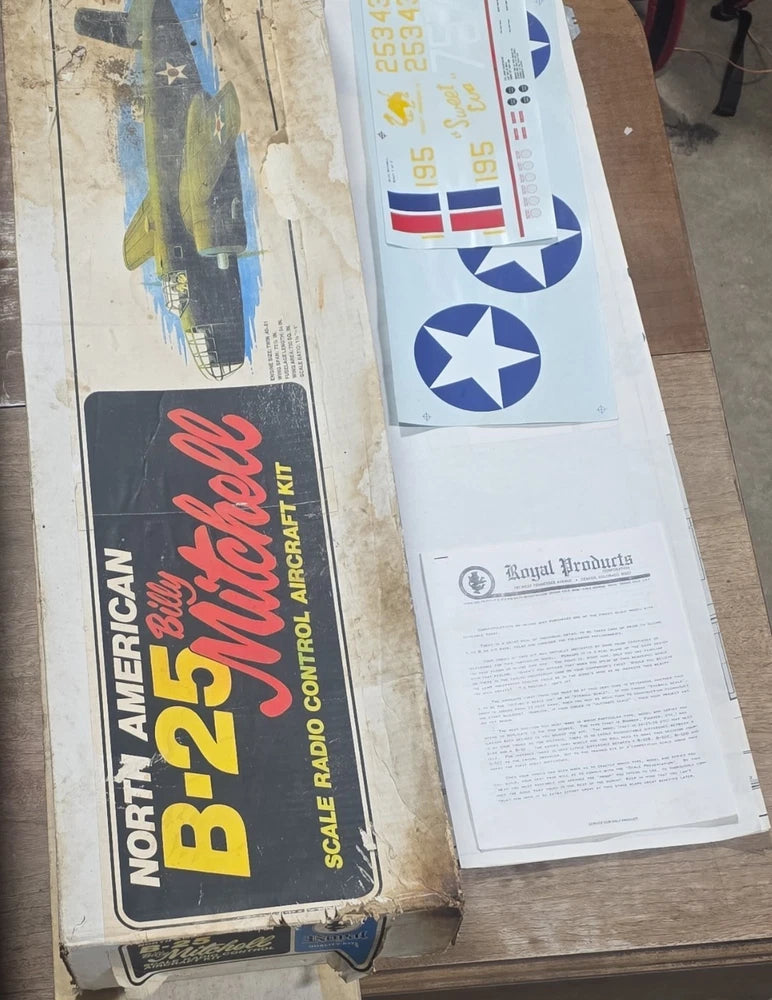 Royal B-25 Billy Mitchell Scale RC Aircraft Kit Wood Multicolor Vintage