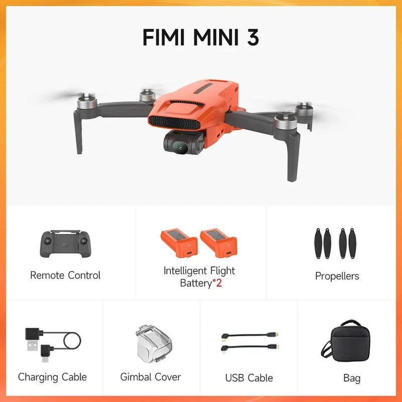 2x Battery FIMI MINI 3 Camera Drone 3-Axis Gimbal 9KM 4K 60fps Video Quadcopter