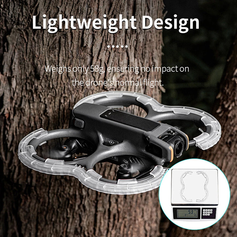 Drone bumper ring guard cover with clear protective ring around frame