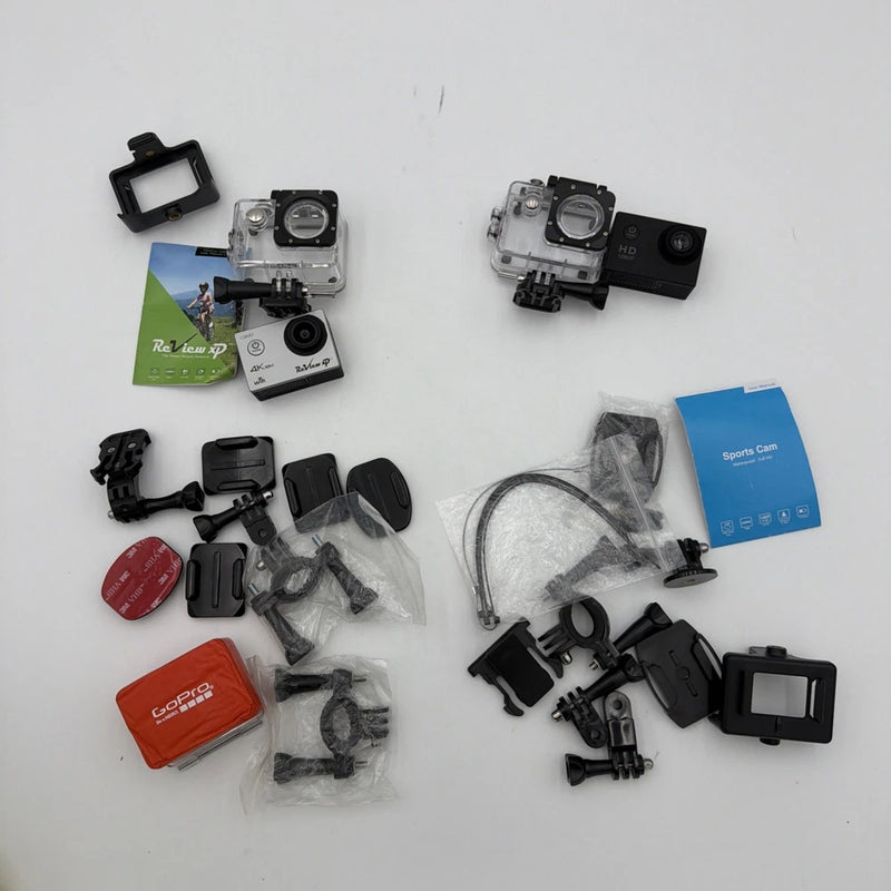 2x Action Camera Lot Review XP C200 4K 1080P WiFi GoPro Mounts Cases Accessories