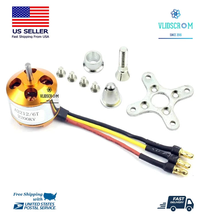 Brushless outrunner motor mount set with 6T hardware and multi-wire pigtail leads