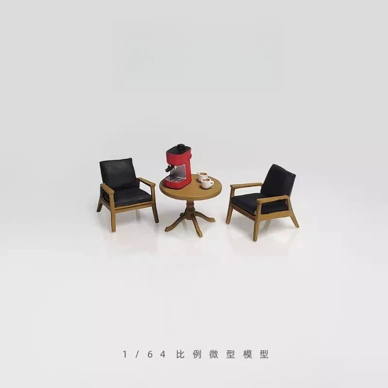 Diorama 1/64 Coffee Machine Table Chairs Furniture City Garage Scene Props Model