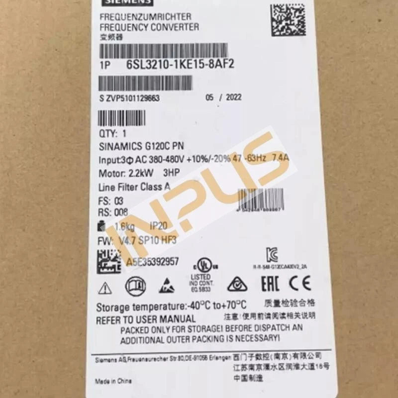 6SL3210-1KE15-8AF2 NEW SIEMENS 6SL32101KE158AF2 SINAMICS G120C Rated Power