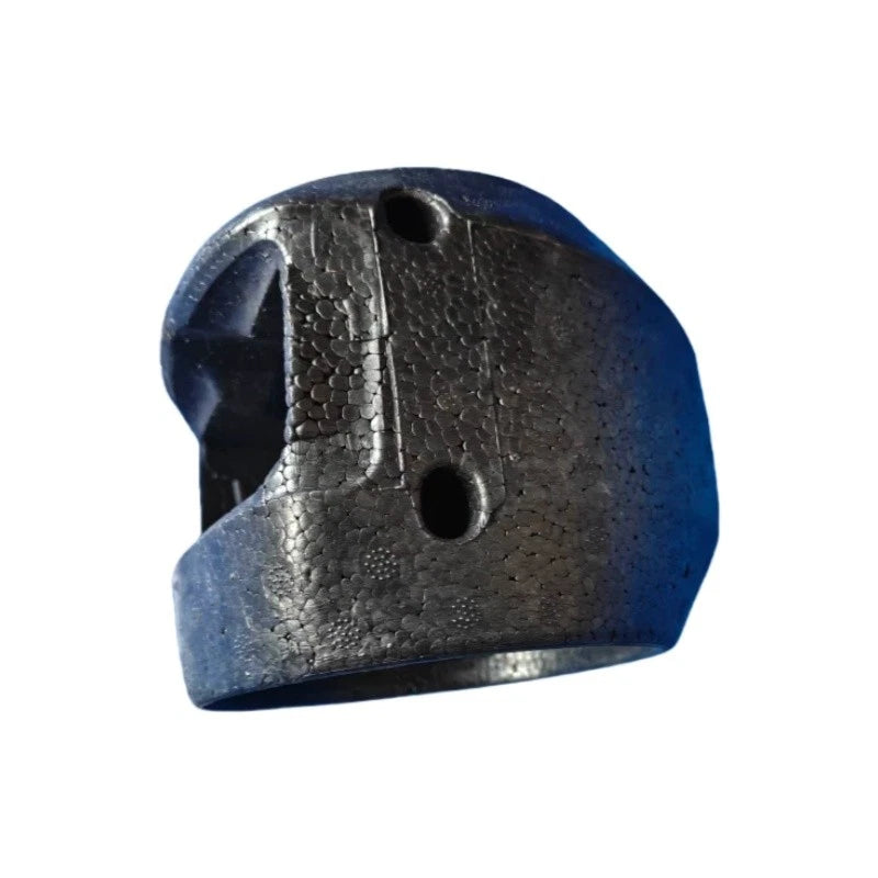 Motor foam case insert with two holes and textured blue-gray and silver surfaces