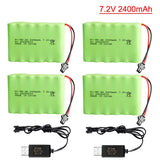 4pcs NiMH AA Battery 7.2V 2400mAh Pack Rechargeable For RC Car Toys SM-2P Plug Battery