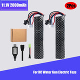 2pcs 2000mah 11.1v Lipo Batteries with 3S Cable for RC Water Gun Electric Toys