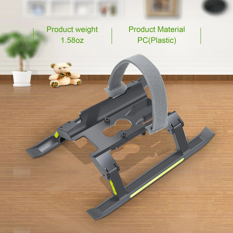 Foldable drone landing gear stand, gray plastic frame with two support legs