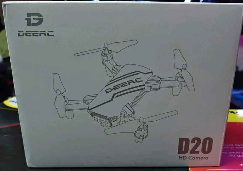 DEERC D20 mini drone box with HD camera and foldable quadcopter illustration
