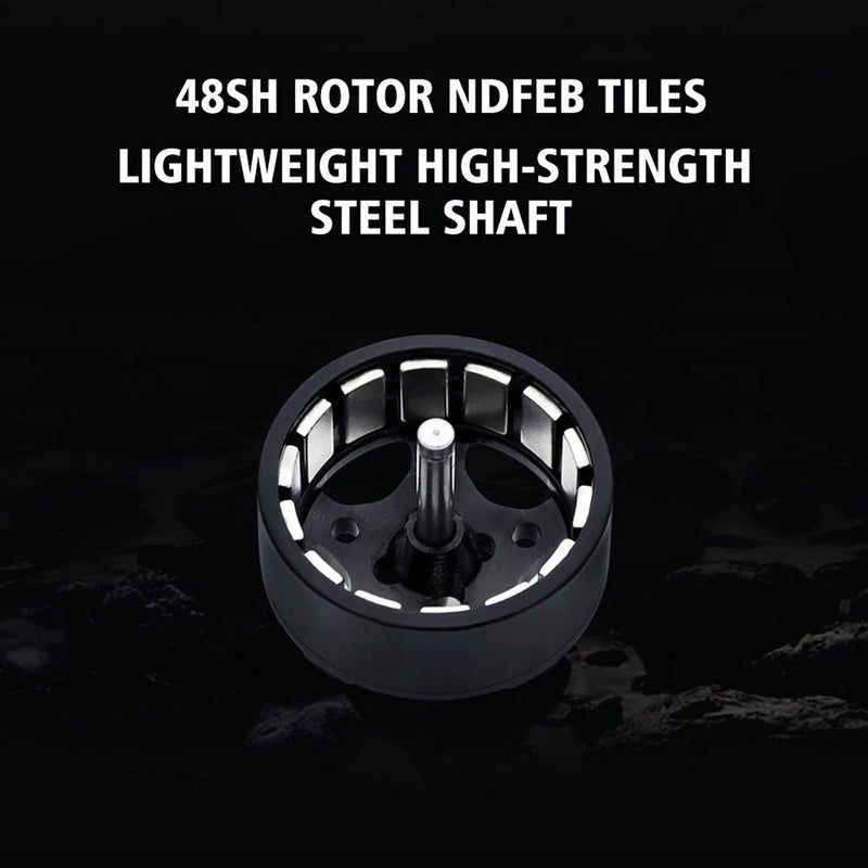 Brushless motor rotor with lightweight high-strength steel shaft