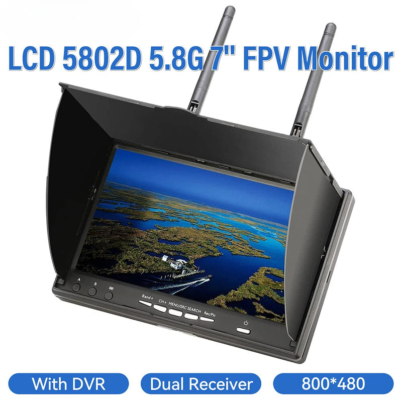 FPV Monitor with DVR 5.8G 40CH 7 In Screen Dual Diversity Receiver for FPV Drone